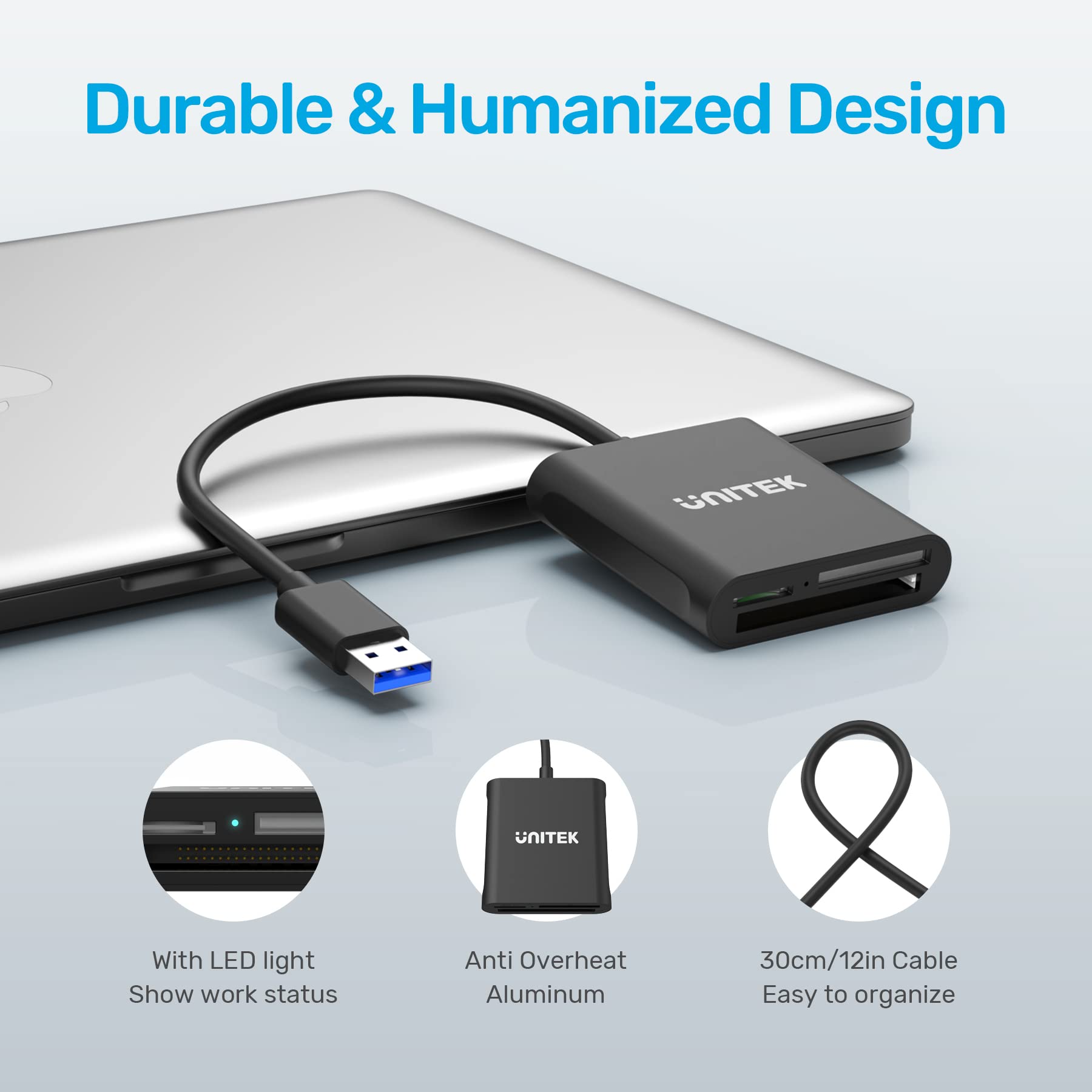 Foto 7 | Lector De Tarjetas Usb Unitek De 3 Ranuras Usb 3.0 Compact Aluminium - Venta Internacional.