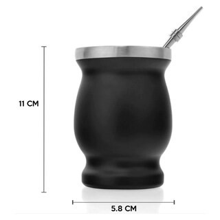 Foto 6 | Set de Matera, Vaso, Bombilla y Cepillo Brang color Negro de Acero Inoxidable