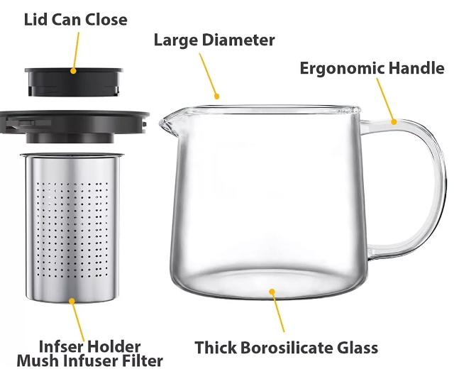 Foto 3 pulgar | Tetera De Vidrio Wünd  De 1000 Ml Con Infusor Extraíble