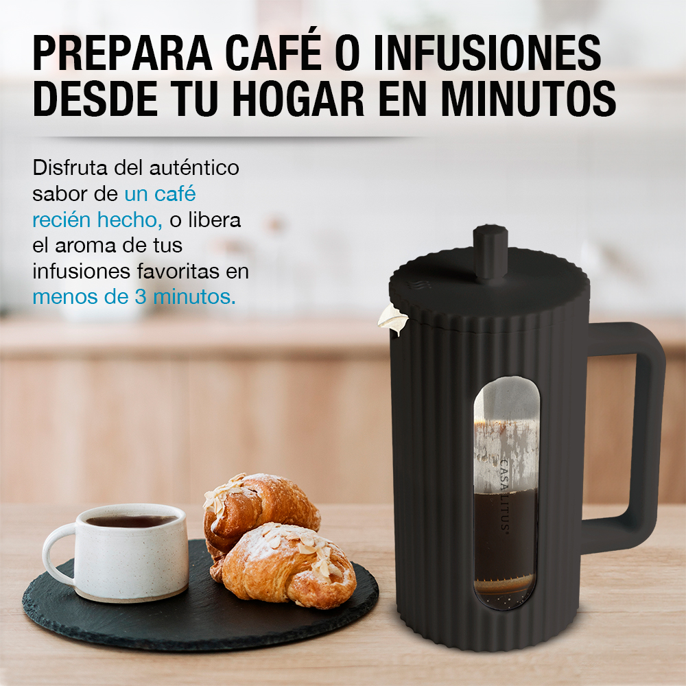 Foto 4 pulgar | Cafetera Prensa Casa Litus Francesa de Vidrio 1 Litro Negro