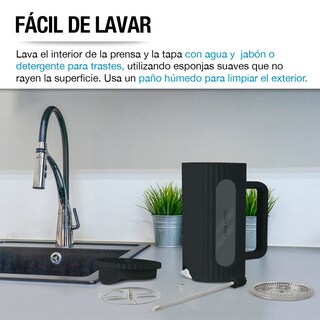 Foto 7 | Cafetera Prensa Casa Litus Francesa de Vidrio 1 Litro Negro