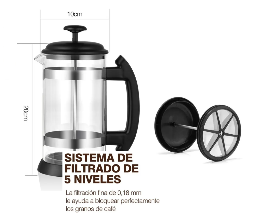 Foto 3 | Cafetera Xtellar De Prensa Francesa, 1l De Vidrio Color Transparente