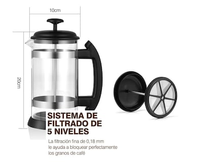 Foto 3 | Cafetera Xtellar De Prensa Francesa, 1l De Vidrio Color Transparente