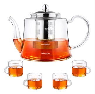 Foto 1 | Juego De Tetera Xtellar De 1200ml Con 4 Tazas De Vidrio Color Transparente
