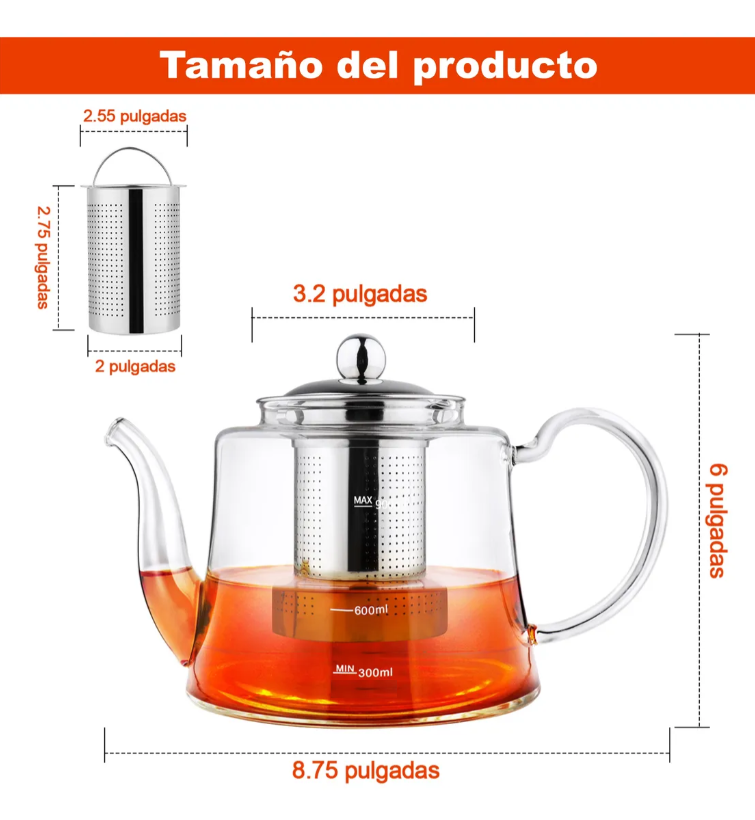 Foto 2 | Juego De Tetera Xtellar De 1200ml Con 4 Tazas De Vidrio Color Transparente