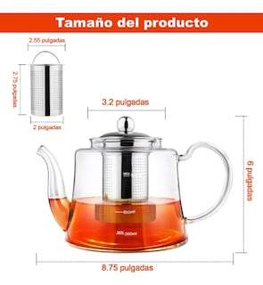 Foto 2 | Juego De Tetera Xtellar De 1200ml Con 4 Tazas De Vidrio Color Transparente