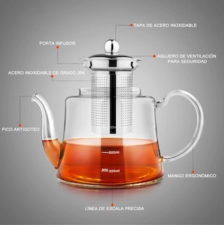 Foto 3 | Juego De Tetera Xtellar De 1200ml Con 4 Tazas De Vidrio Color Transparente