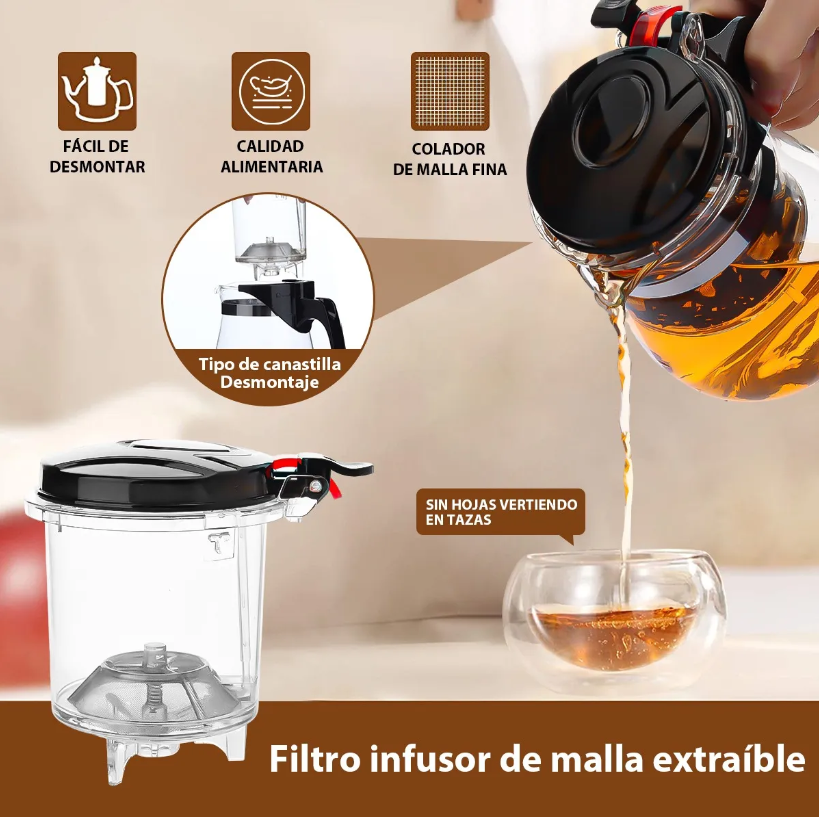 Foto 5 pulgar | Tetera Xtellar De Vidrio Para Infusiones Color Transparente