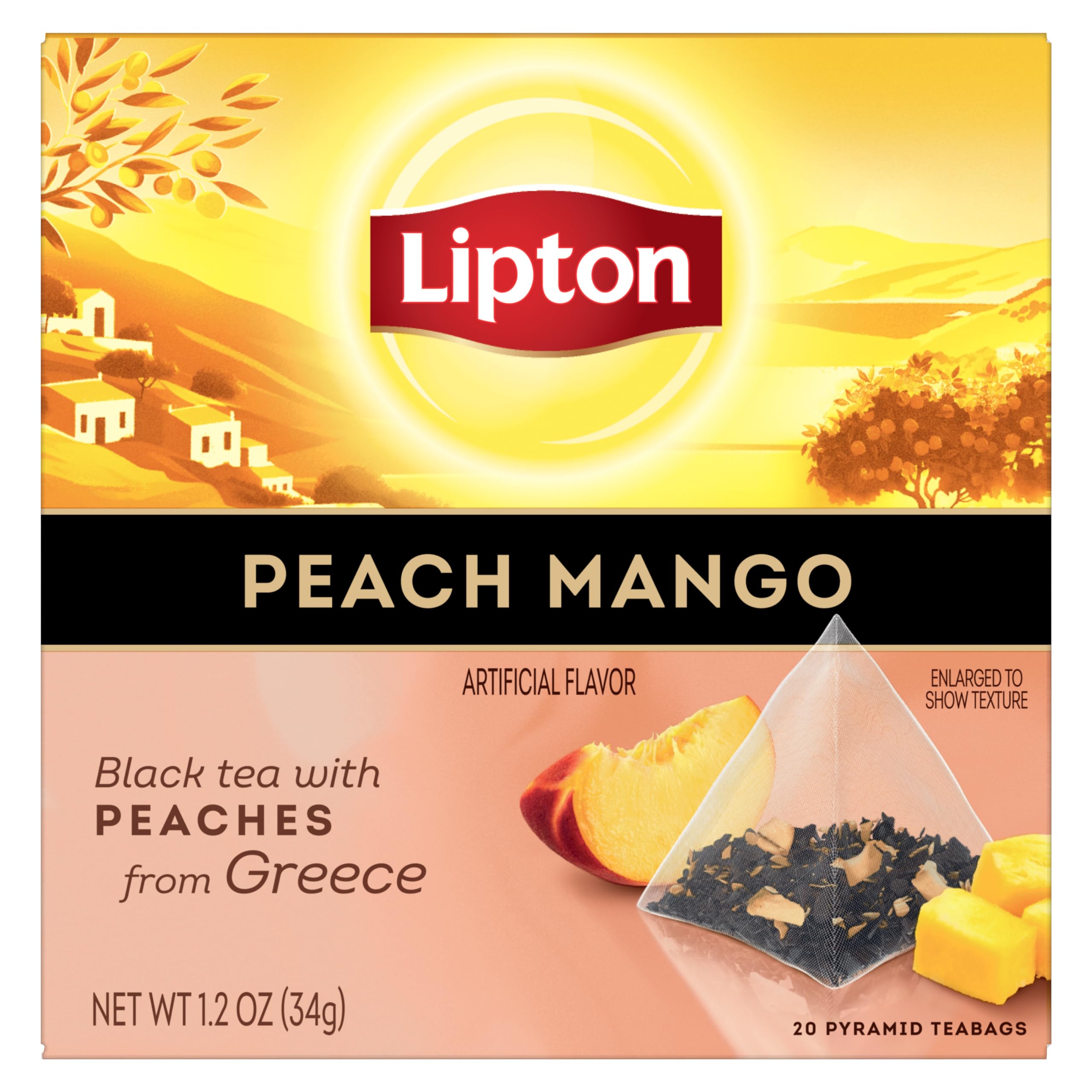 Foto 2 pulgar | 20 Bolsitas De Té En Forma De Pirámide Con Sabor A Melocotón Negro Y Mango De Tea Lipton - Venta Internacional.