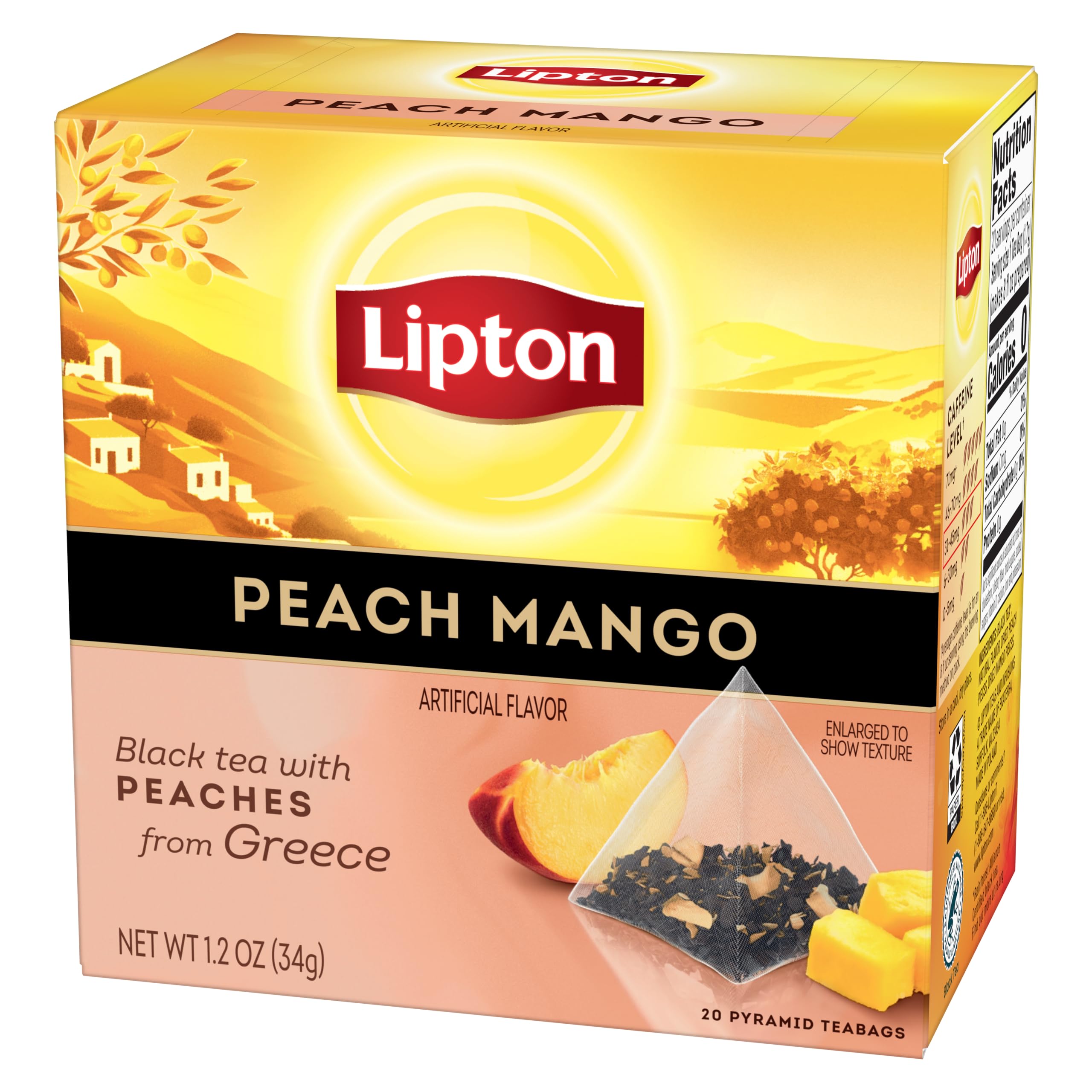 Foto 3 pulgar | 20 Bolsitas De Té En Forma De Pirámide Con Sabor A Melocotón Negro Y Mango De Tea Lipton - Venta Internacional.