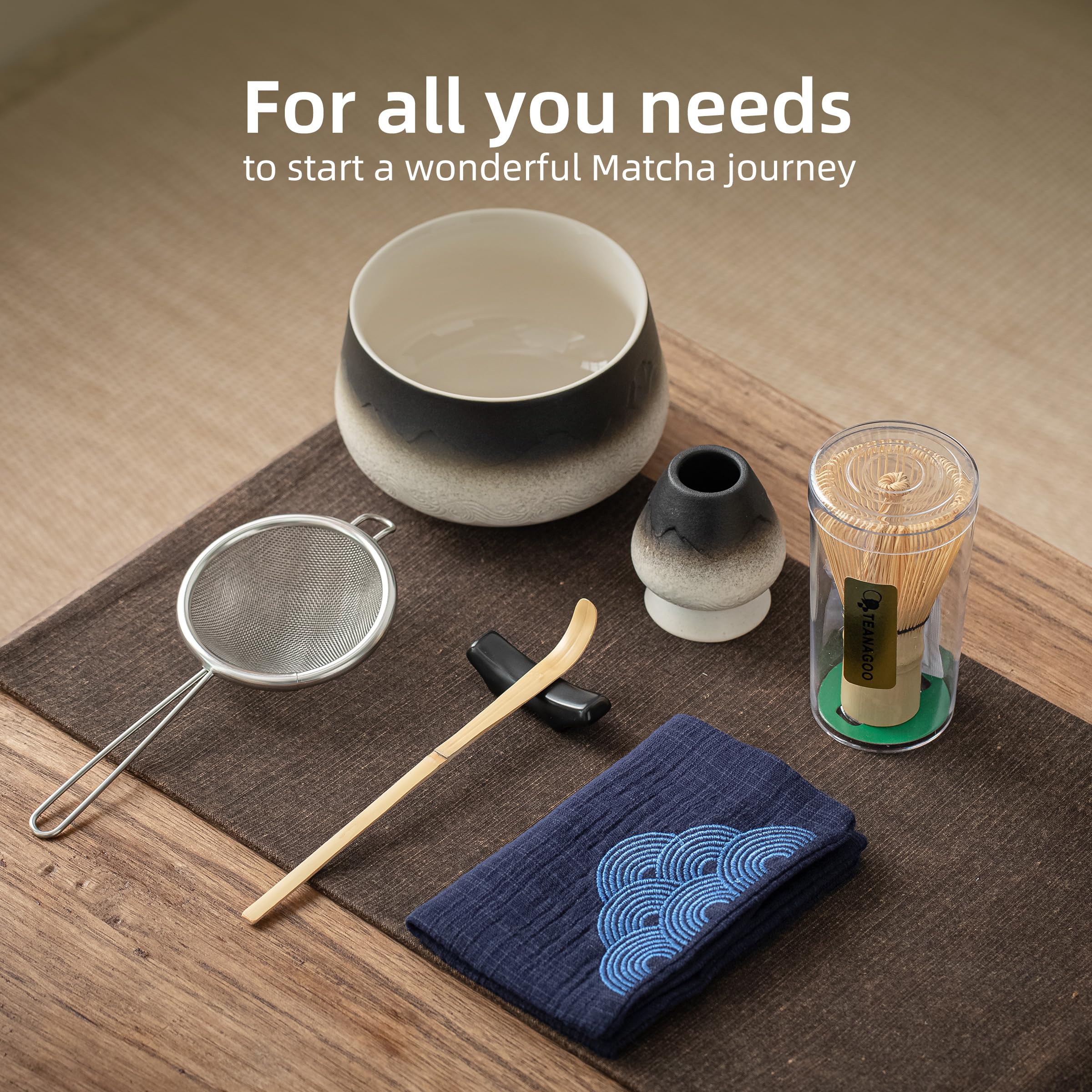 Foto 5 pulgar | Juego De Matcha Teanagoo, 7 Unidades, Cuenco De Cerámica, 560 Ml, Cuchara Batidora Y Tamiz - Venta Internacional.