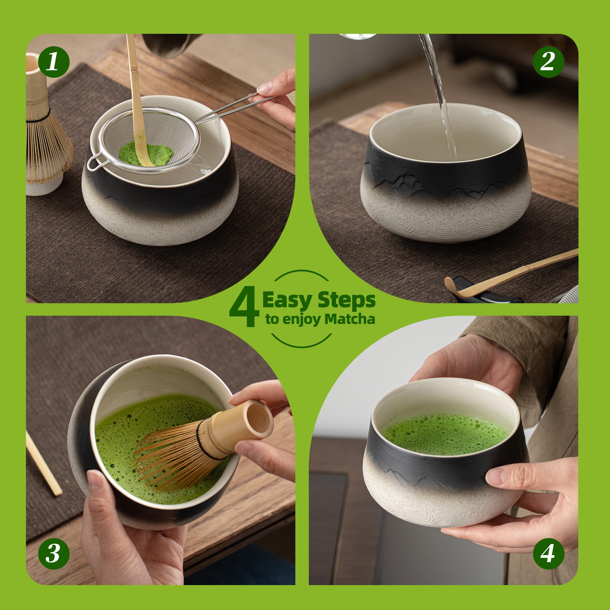 Foto 8 pulgar | Juego De Matcha Teanagoo, 7 Unidades, Cuenco De Cerámica, 560 Ml, Cuchara Batidora Y Tamiz - Venta Internacional.