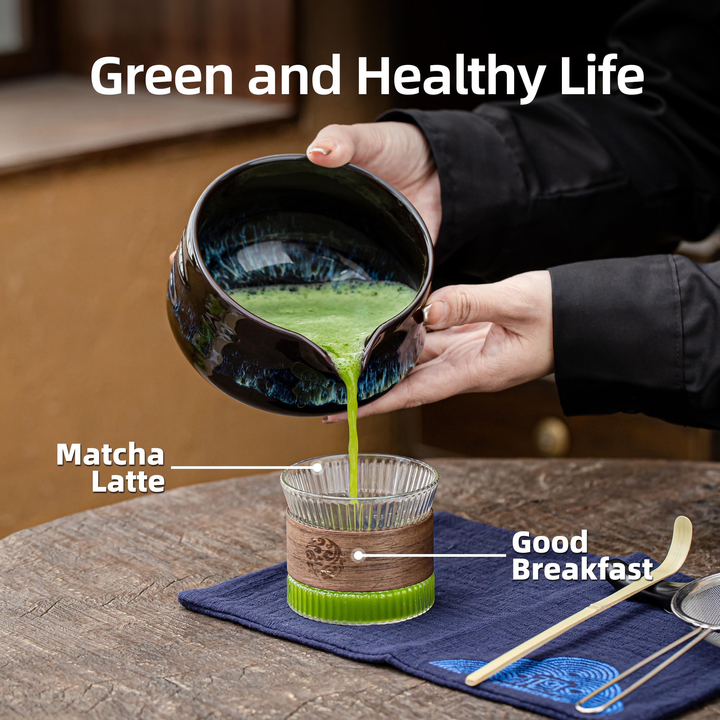 Foto 5 pulgar | Juego De Batidores Para Matcha Teanagoo, 7 Unidades, Cuenco De Cerámica Azul, 510 Ml - Venta Internacional.