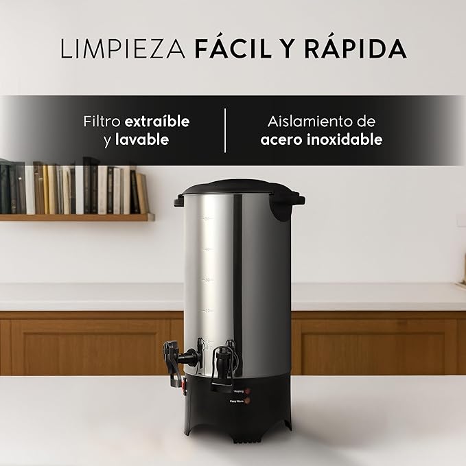 Foto 6 pulgar | Urna Cafetera 50 Tazas 7.4l 2 Dispensadores Calentador Agua