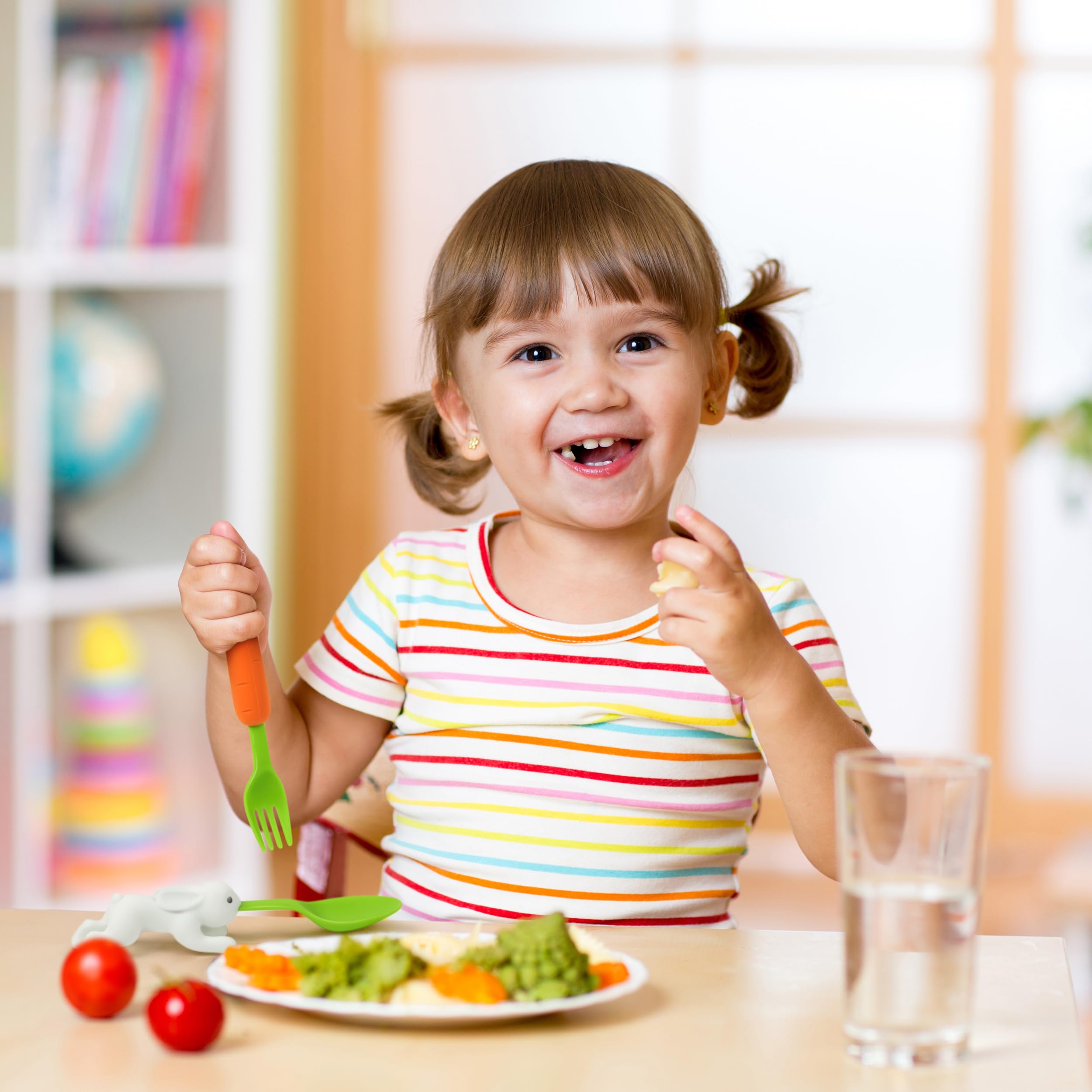 Foto 2 | Tenedor Y Cuchara Para Conejos Nesting Kids Utensilios Genuinos Fred Snack Rabbit Zanahoria - Venta Internacional.