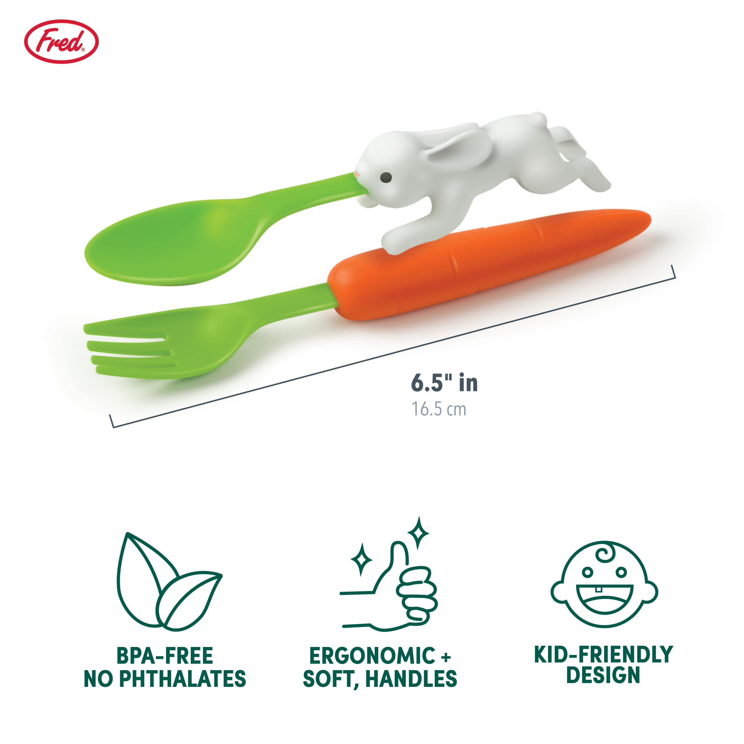 Foto 4 pulgar | Tenedor Y Cuchara Para Conejos Nesting Kids Utensilios Genuinos Fred Snack Rabbit Zanahoria - Venta Internacional.