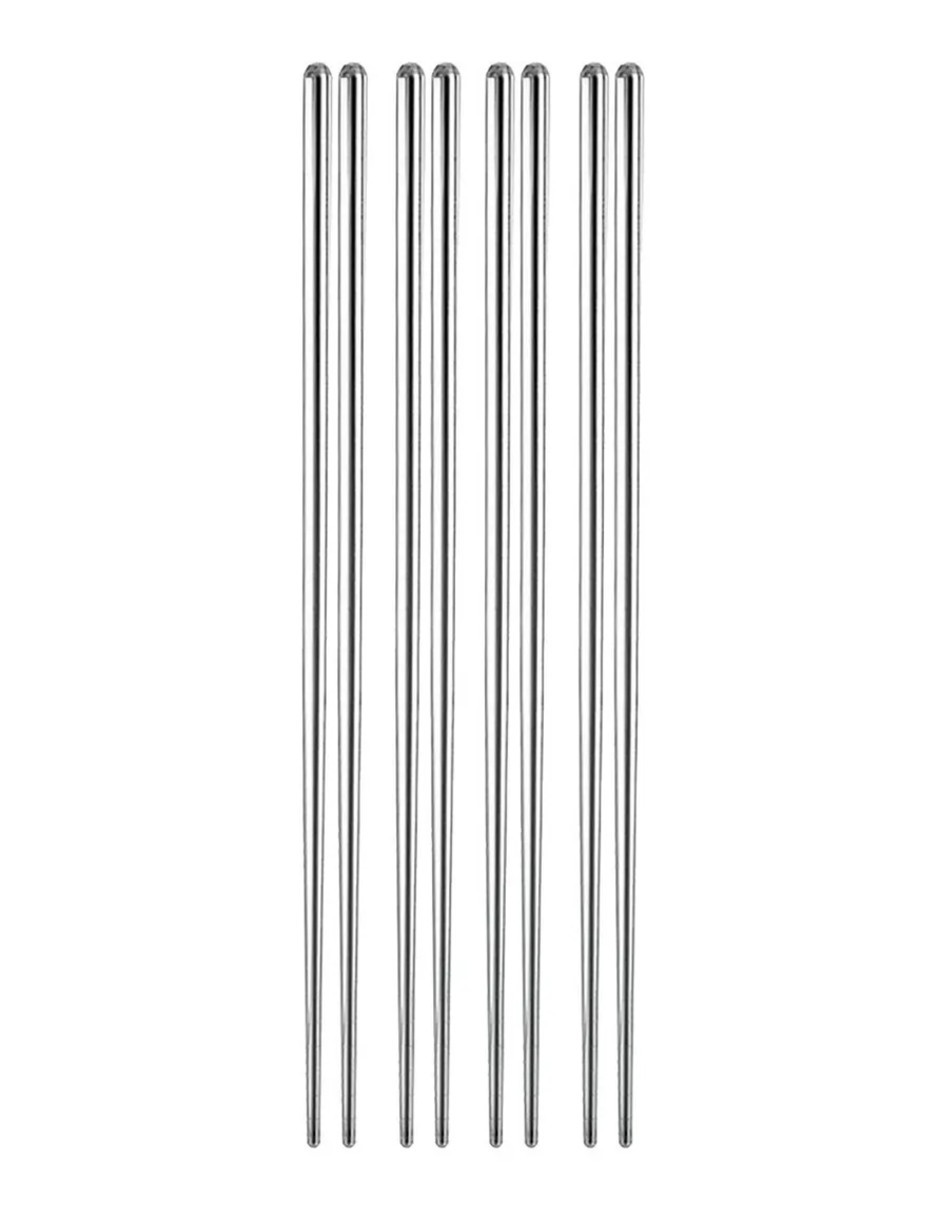Foto 3 pulgar | Set 10 Pcs Palillos Chinos Acero Inoxidable Ligeros + Gratis Termo Güish De Regalo