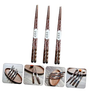 Foto 3 | Palillos Feltechelectr De Madera Puntiaguda, 3 Pares, Con Estampado De Cerezas - Venta Internacional.
