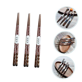 Foto 6 | Palillos Feltechelectr De Madera Puntiaguda, 3 Pares, Con Estampado De Cerezas - Venta Internacional.