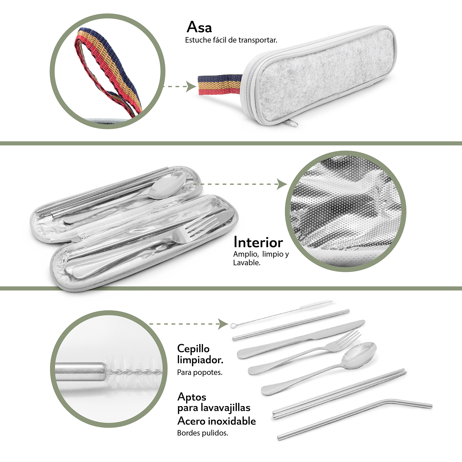 Foto 6 pulgar | Juego de Cubiertos con Estuche Andromeda Inc Plateado