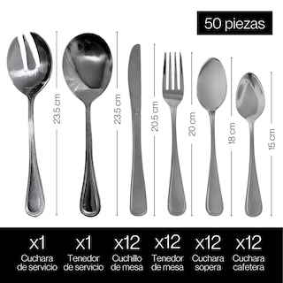 Foto 7 | Moven Set Cuberteria Barcelona Para 12 Personas con 50 piezas de Acero Inoxidable