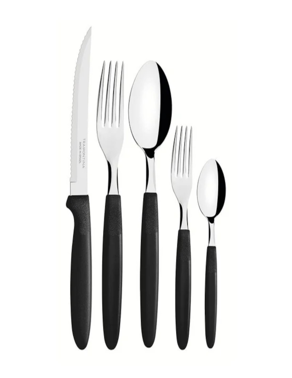 Foto 3 pulgar | Juego De Cubiertos 30 Piezas Negro + Termo Güish Gratis
