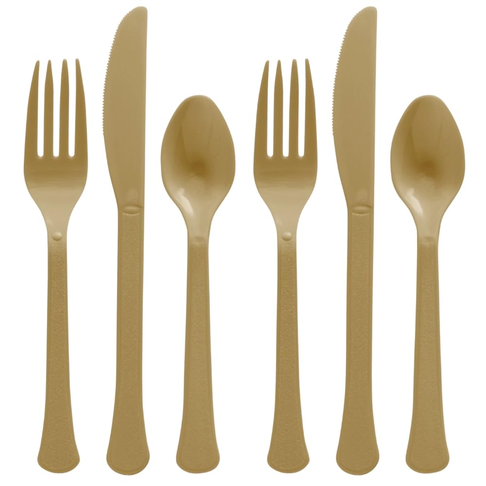 Foto 2 pulgar | Juego De Cubiertos Amscan Gold De Plástico Pesado (24 Unidades) - Venta Internacional.