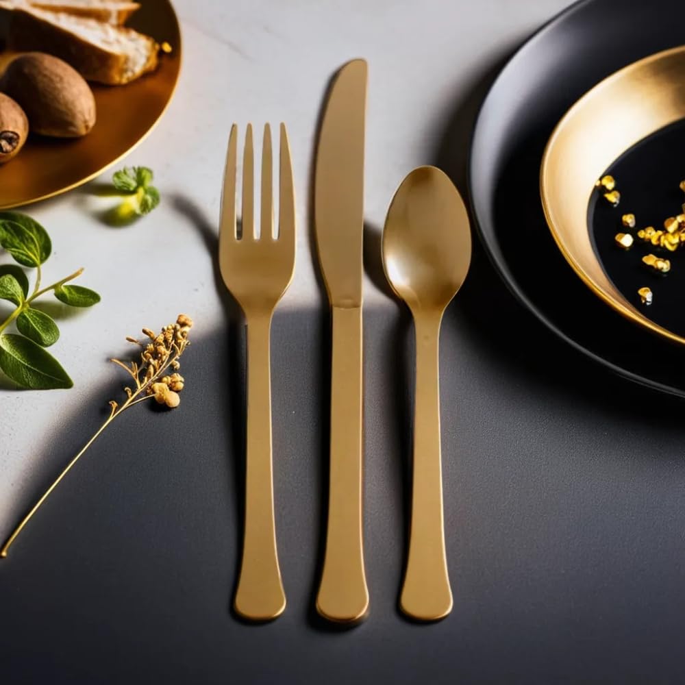 Foto 4 pulgar | Juego De Cubiertos Amscan Gold De Plástico Pesado (24 Unidades) - Venta Internacional.