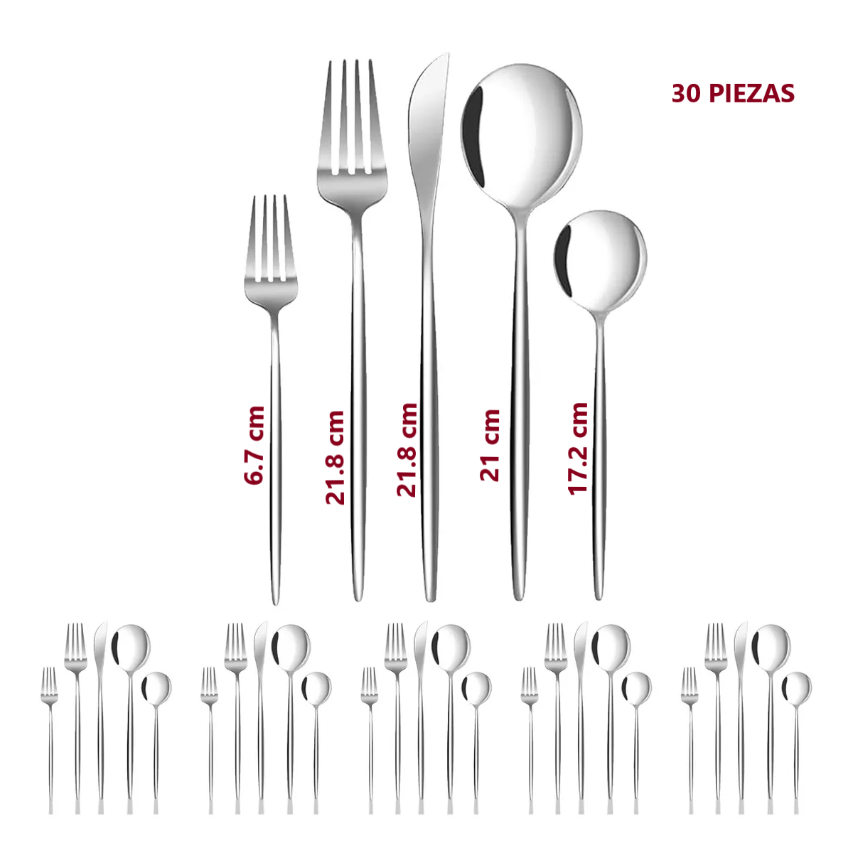 Foto 3 pulgar | Juego De Cubiertos 30 Piezas Eo Safe Imports Esi-18934 Plata