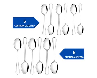 Foto 3 | Juego De Cubiertos Verona Para 6 Personas, 24 Piezas Plateado