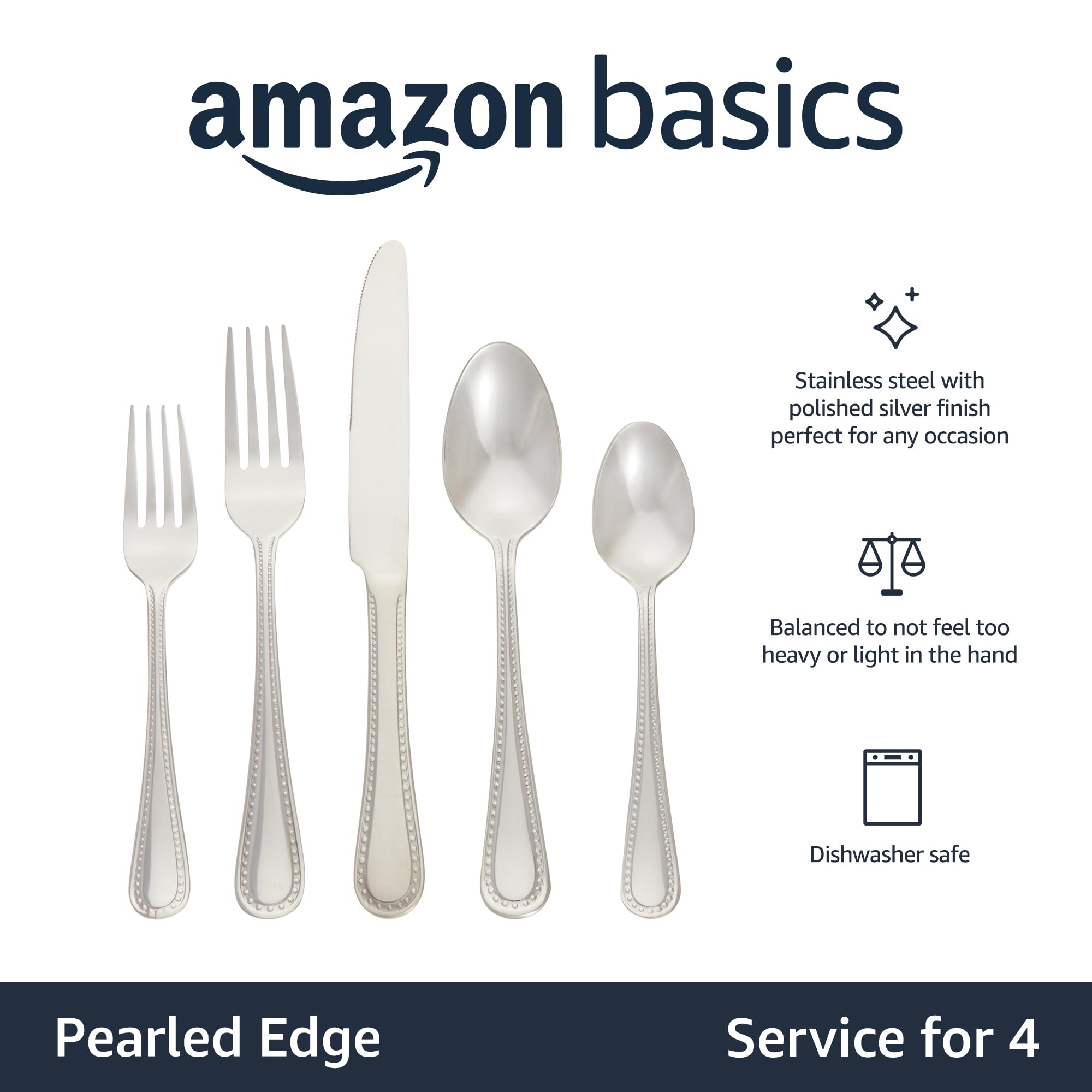 Foto 3 pulgar | Juego De Cubiertos Amazon Basics De Acero Inoxidable De 20 Piezas - Venta Internacional.