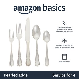 Foto 2 | Juego De Cubiertos Amazon Basics De Acero Inoxidable De 20 Piezas - Venta Internacional.