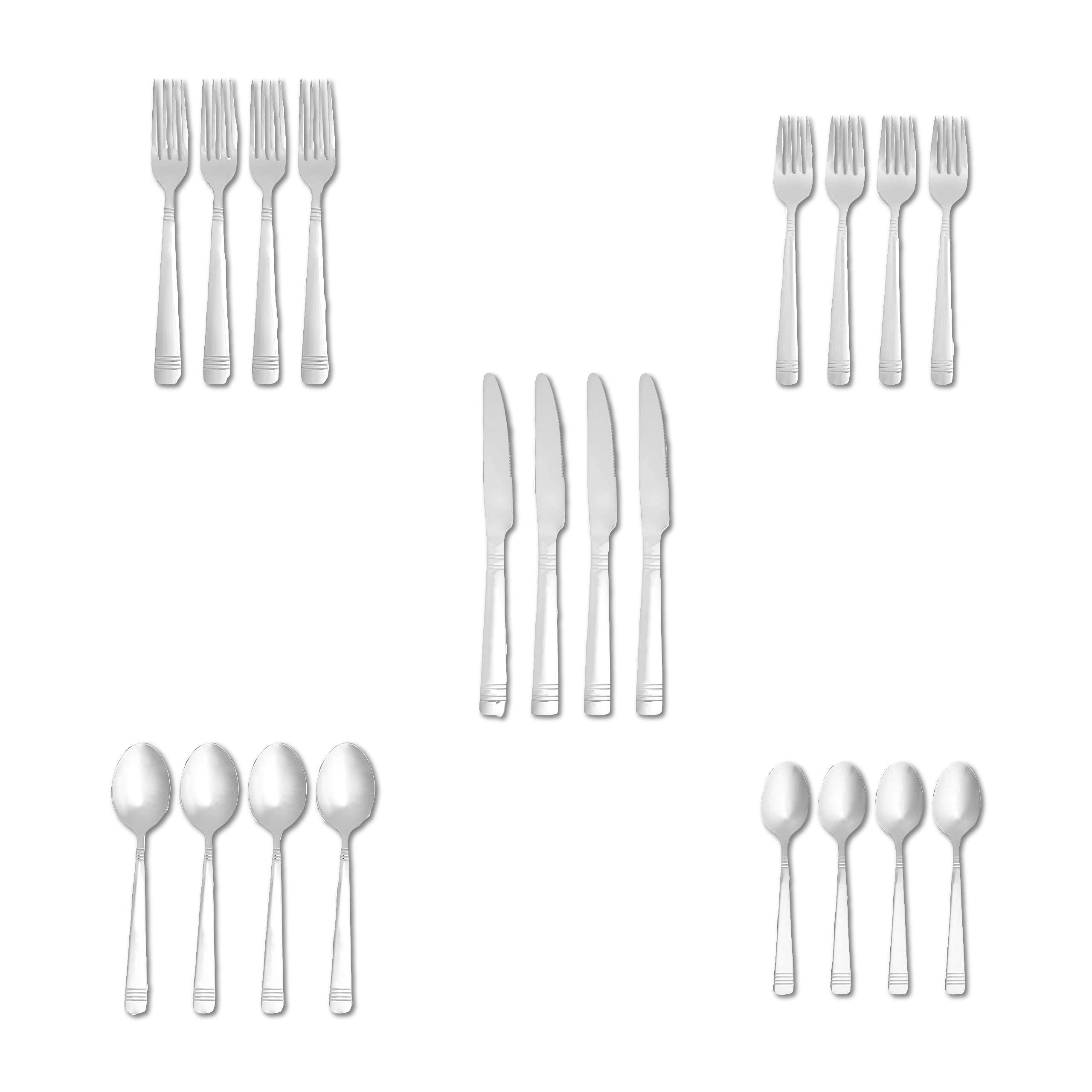 Foto 6 pulgar | Juego De Cubiertos Amazon Basics De Acero Inoxidable Plateado, 20 Piezas - Venta Internacional.