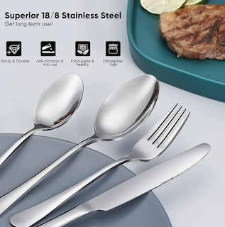 Foto 3 | Xtellar Elegante Juego De Cubiertos Plateados De Acero Inoxidable De 30 Piezas Para Un Comedor Moderno Y Confortable