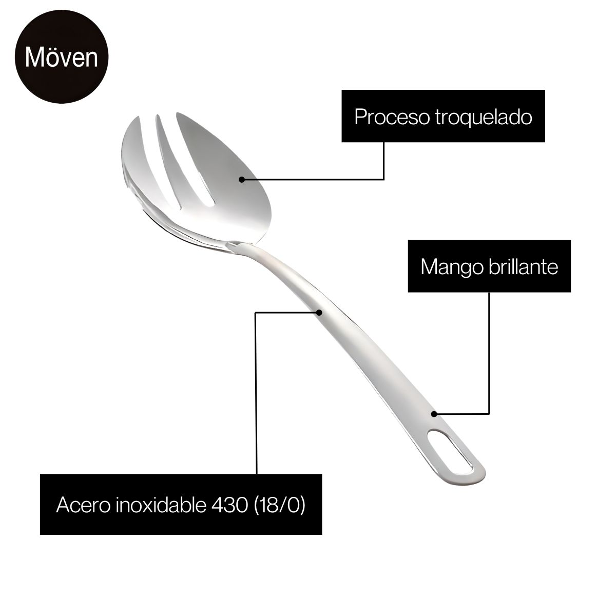 Foto 7 pulgar | Utensilios De Servicio Acero Inoxidable Moven Tenedor Y Cuchara Grande Barcelona