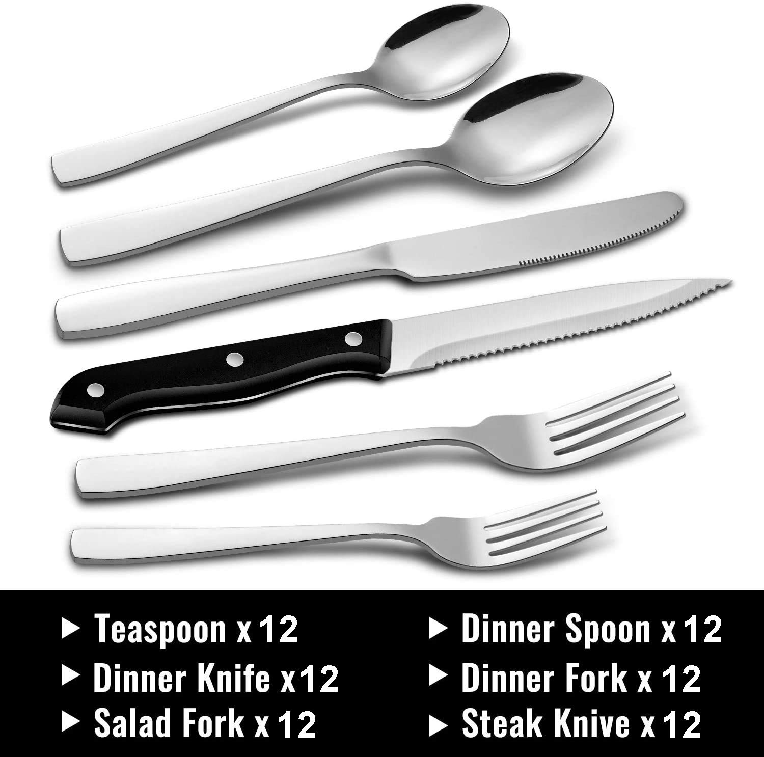 Foto 2 | Juego De Cubiertos Hiware Para 12 Personas  Acero Inoxidable  72 Piezas - Venta Internacional.
