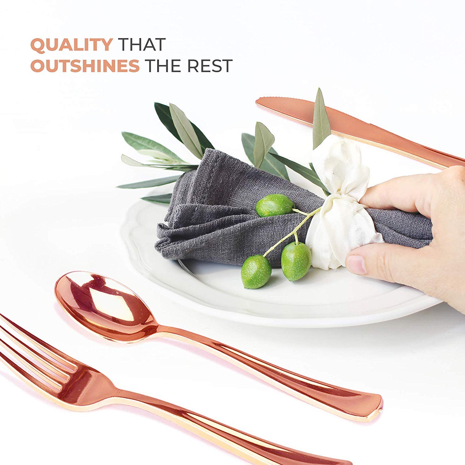 Foto 5 | Juego De Cubiertos Desechables Stock Your Home Rose Gold  Paquete De 160 - Venta Internacional.