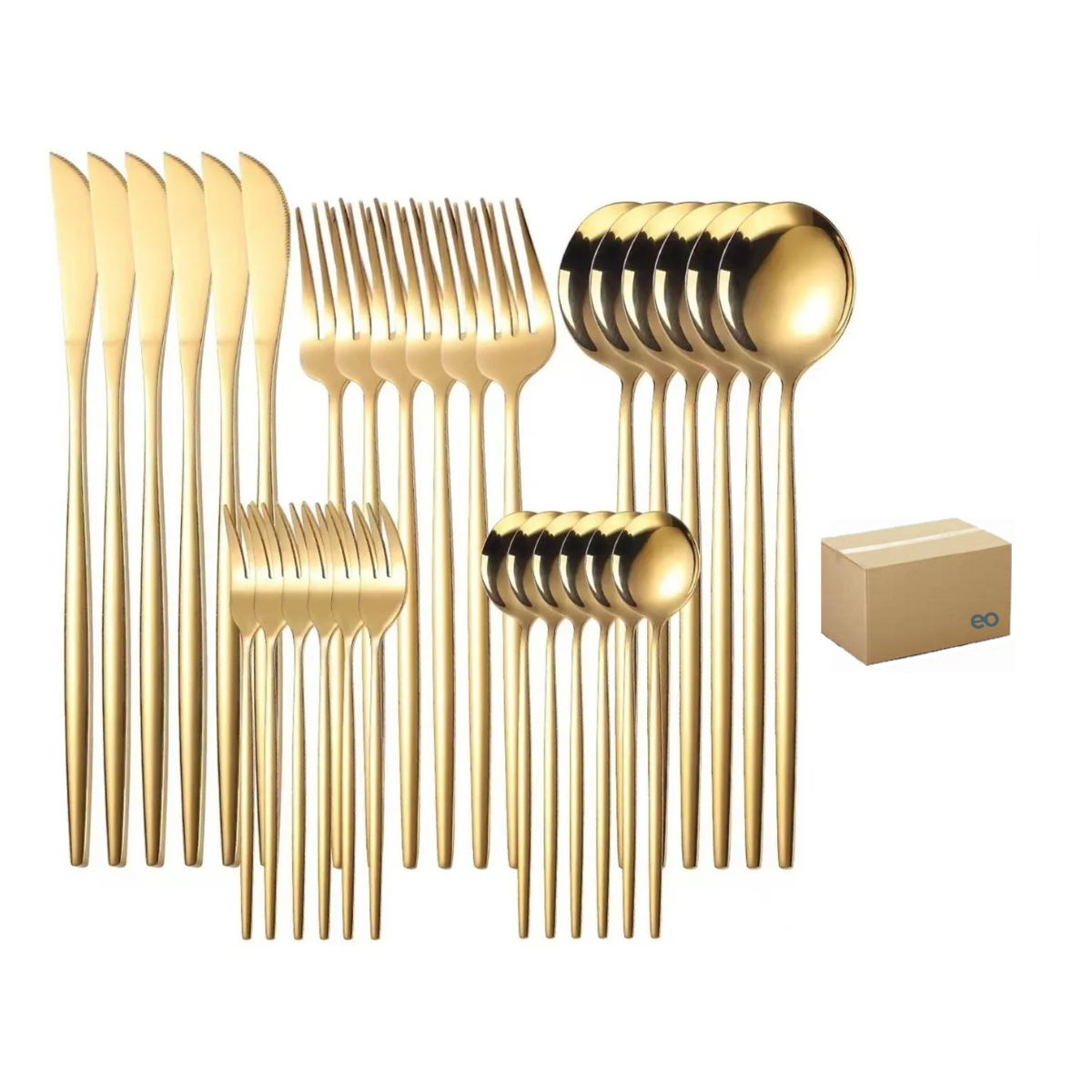 Juego De Cubiertos De Acero Inoxidable 30pzas Eo Safe Imports Esi-20700 Dorado