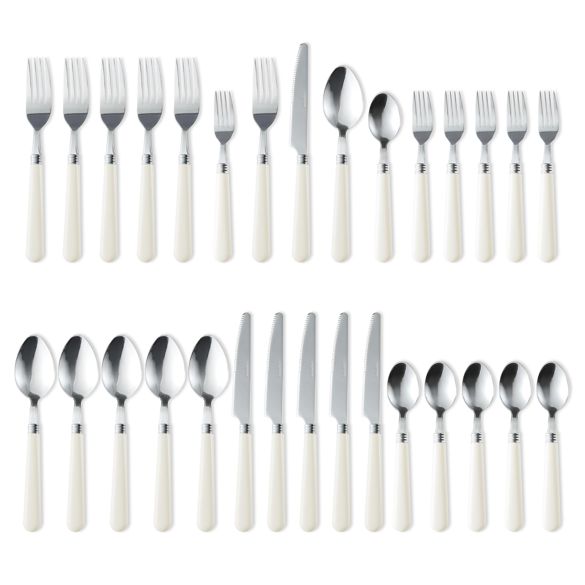 Juego De Cubiertos Carote 30 Piezas Con Mango Blanco De Acero Inoxidable - Venta Internacional.