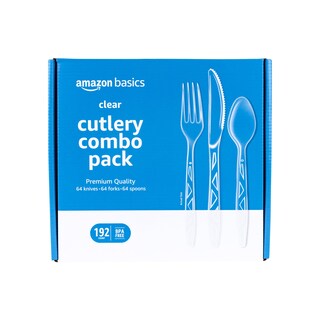 Foto 1 | Juego De Cubiertos Amazon Basics Desechable, Transparente, 192 Piezas - Venta Internacional.