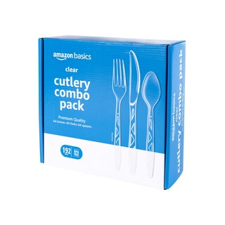 Foto 2 | Juego De Cubiertos Amazon Basics Desechable, Transparente, 192 Piezas - Venta Internacional.