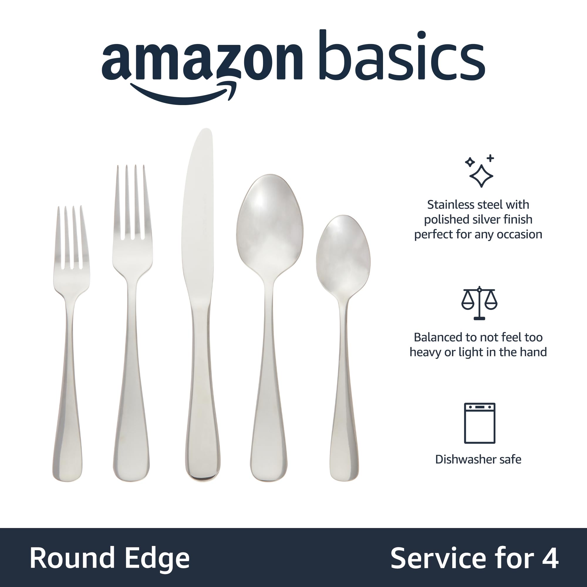 Foto 2 | Juego De Cubiertos Amazon Basics De Acero Inoxidable De 20 Piezas - Venta Internacional.