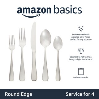 Foto 2 | Juego De Cubiertos Amazon Basics De Acero Inoxidable De 20 Piezas - Venta Internacional.