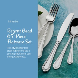 Foto 3 | Juego De Cubiertos Mikasa Regent Bead 65 Piezas Acero Inoxidable 18/10 - Venta Internacional.