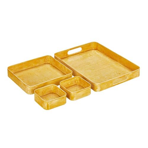 Foto 2 pulgar | Juego De Bandejas Para Servir Mdesign De Acero Inoxidable Martillado  4 Piezas  Color Amarillo - Venta Internacional.