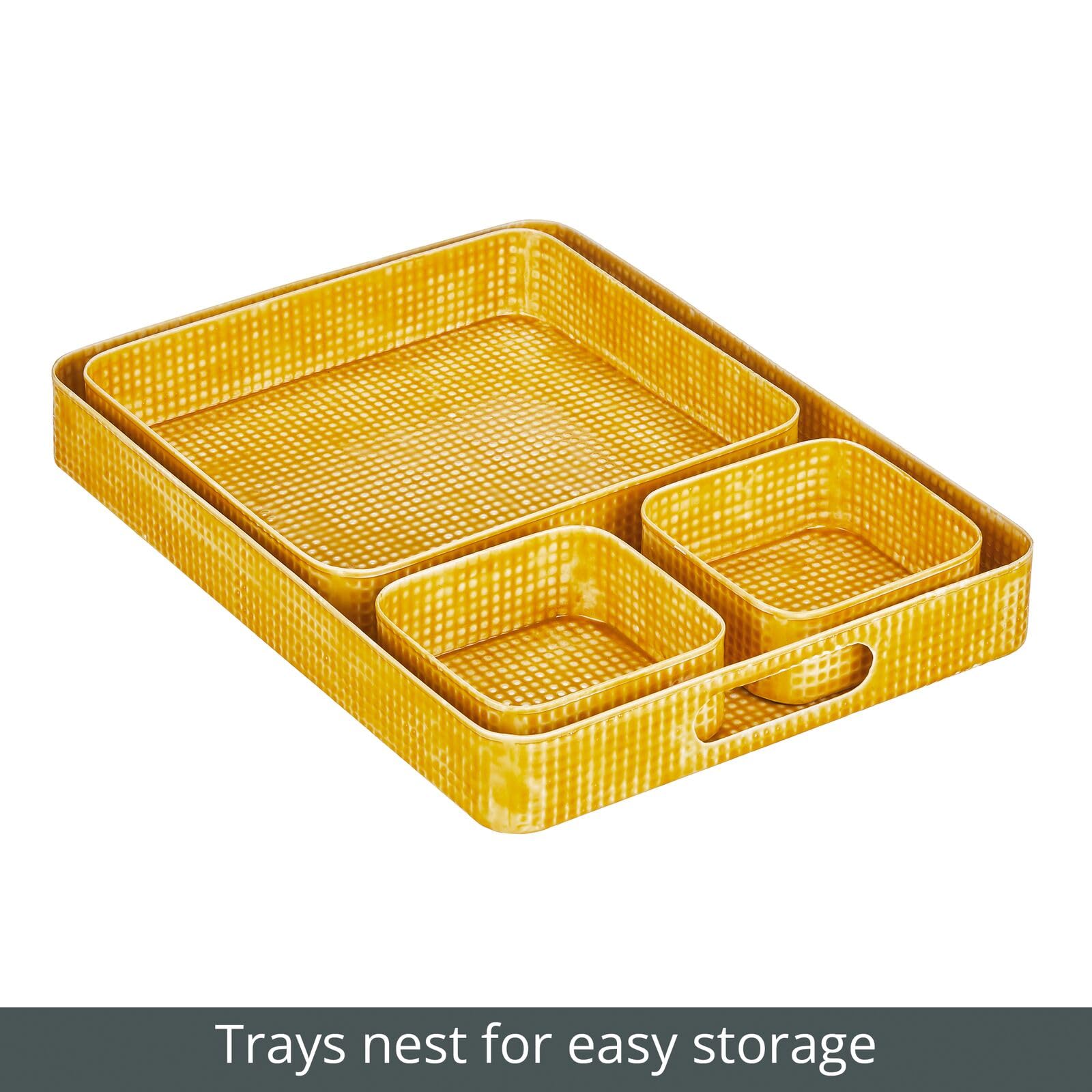 Foto 5 | Juego De Bandejas Para Servir Mdesign De Acero Inoxidable Martillado  4 Piezas  Color Amarillo - Venta Internacional.