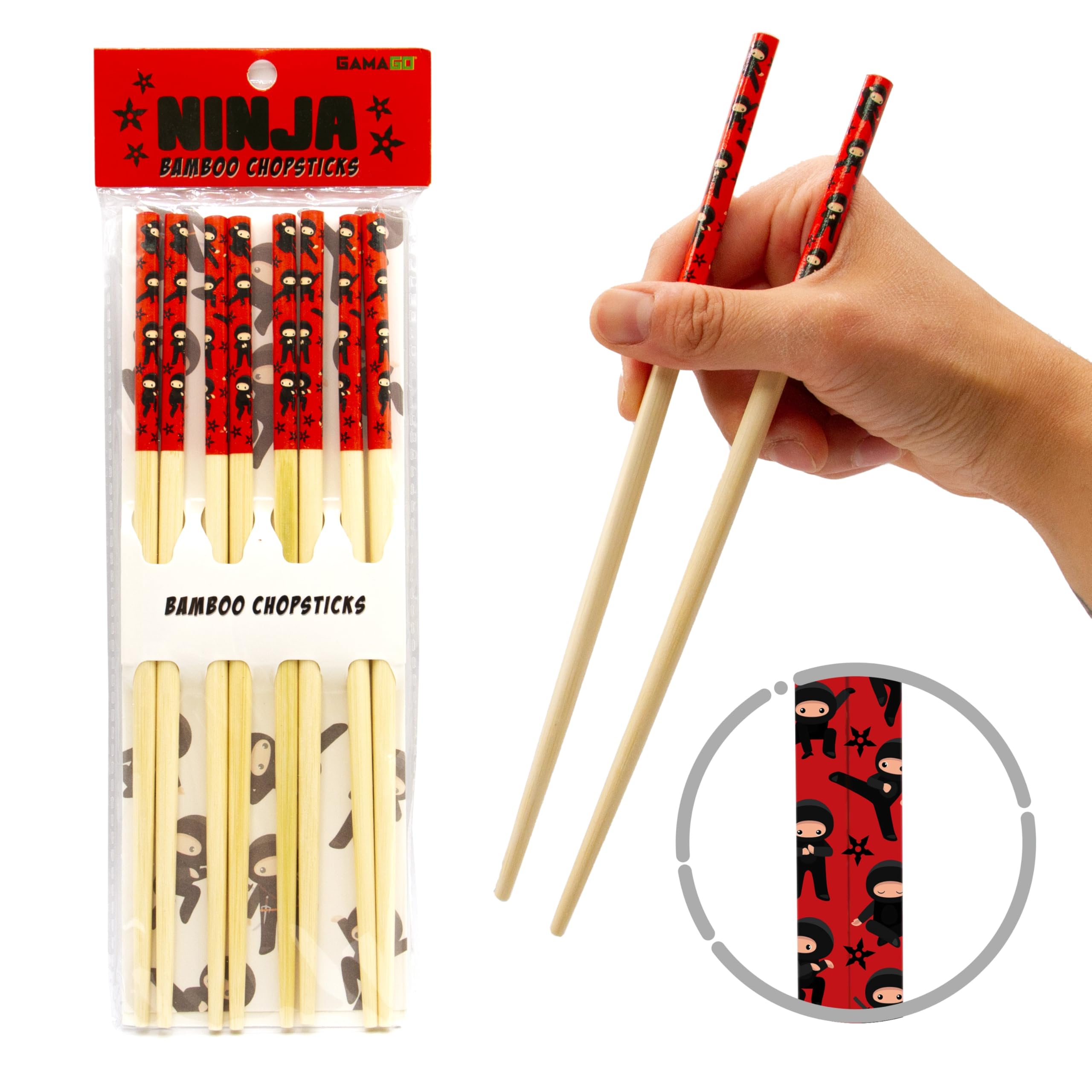 Foto 2 pulgar | Juego De Palillos Gamago Ninja 2 Bamboo  4 Pares  23 5 Cm  Reutilizables - Venta Internacional.