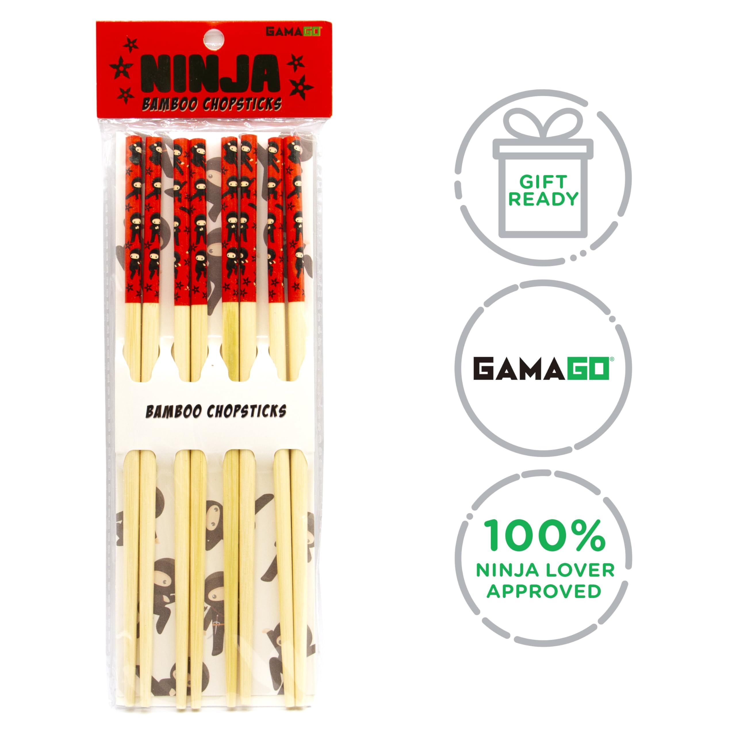 Foto 7 | Juego De Palillos Gamago Ninja 2 Bamboo  4 Pares  23 5 Cm  Reutilizables - Venta Internacional.