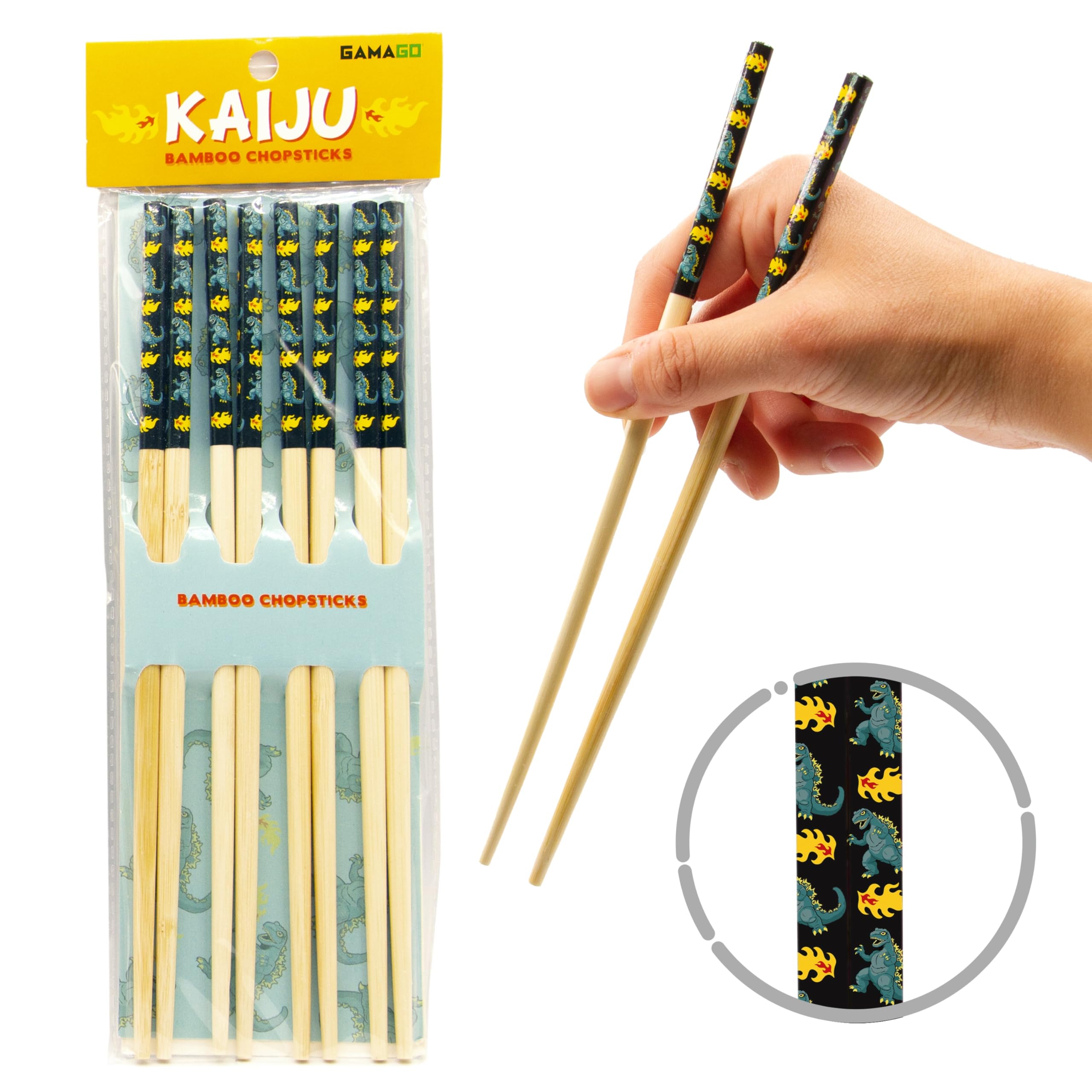 Foto 2 pulgar | Juego De Palillos Gamago Kaiju Godzilla Bamboo  4 Pares - Venta Internacional.