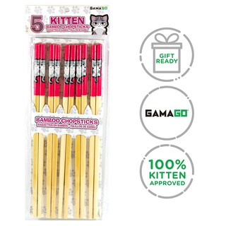 Foto 7 | Juego De Palillos Gamago Kitten Bamboo 5 Pares 23 5 Cm Color Rojo - Venta Internacional.